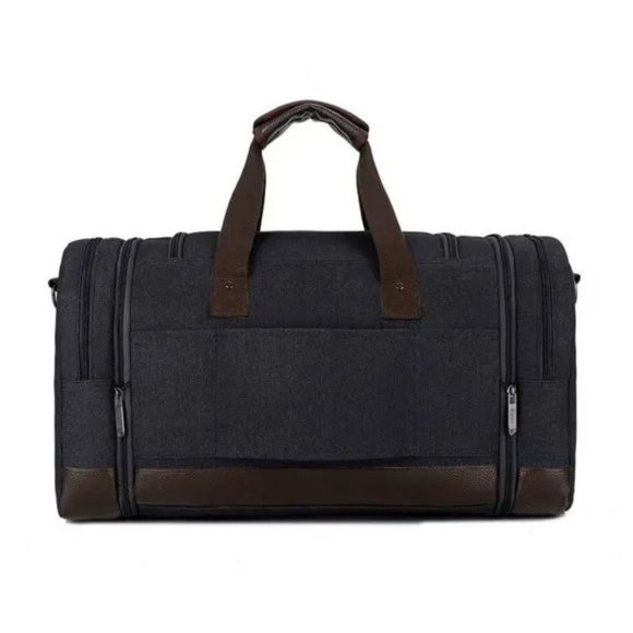 𝅺NEW Canvas Travel Bag for Men Black - Picture 2 of 7